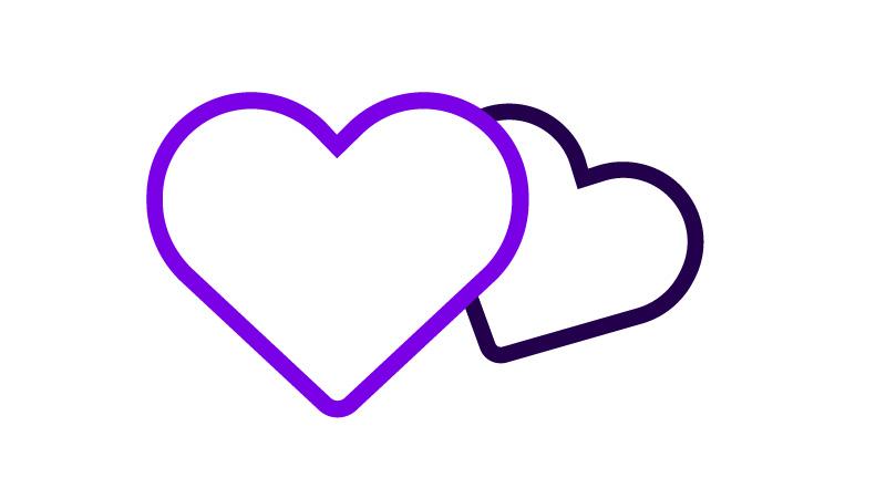 icon overlapping hearts