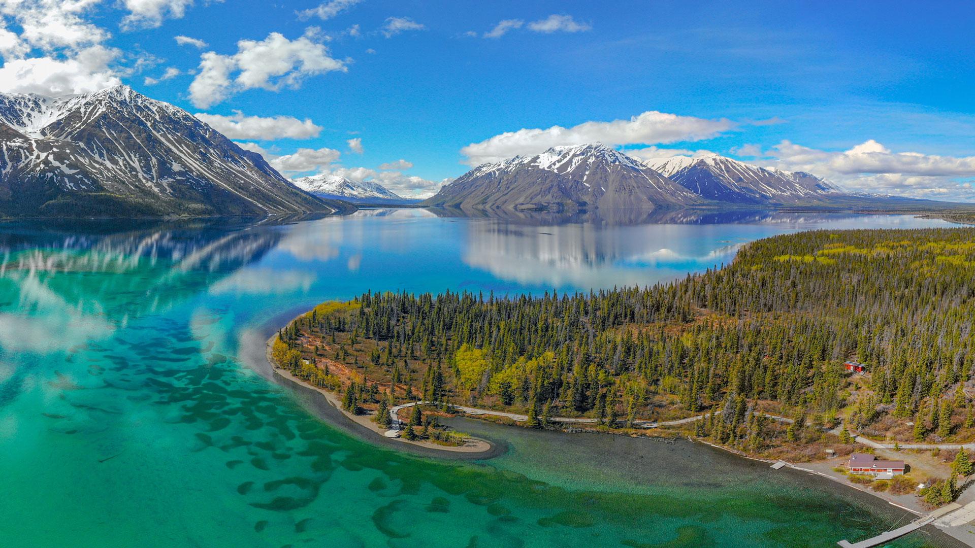 Aerial view of Kathleen Lake, Yukon